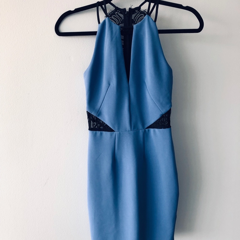 🆕Miss Selfridge Blue Bodycon Dress with Lace